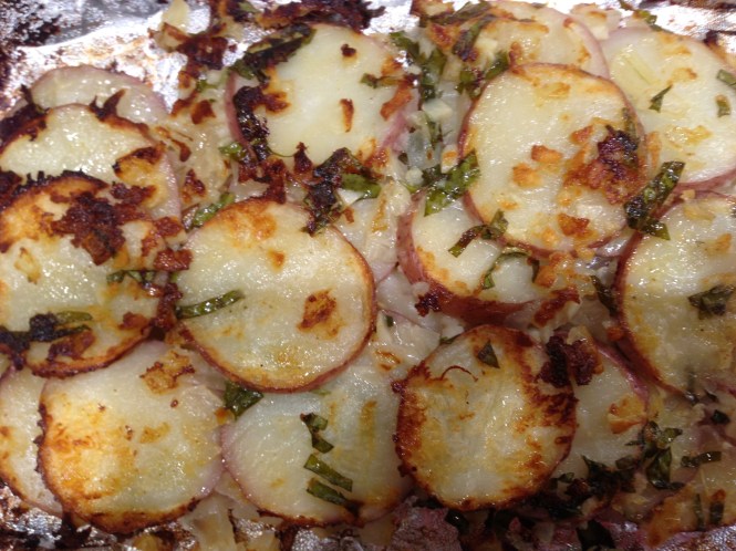 BBQ Blue Cheese, Onion and Basil Potatoes. 