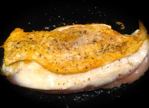 What the chicken skin looks like after the initial browning...