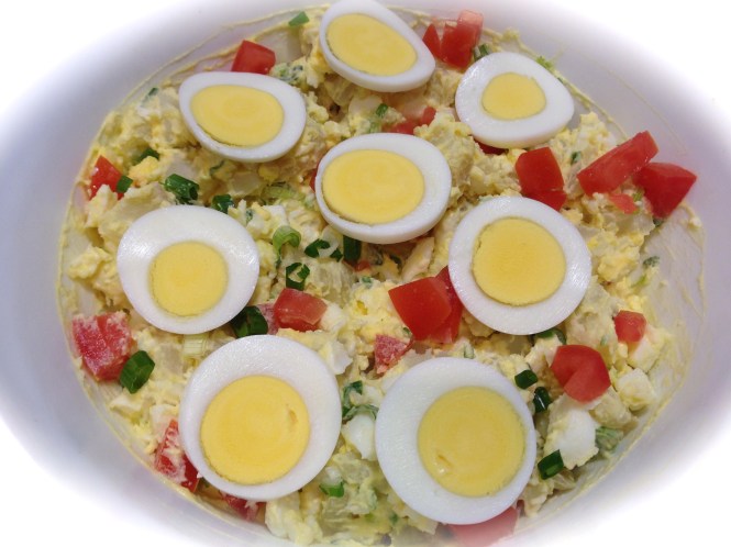 Tomato Potato Salad With Egg Garnish