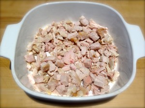 Spread The Turkey Over The Bottom of the Dish