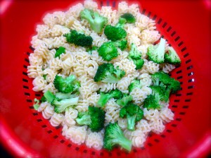 Rinse the pasta and broccoli immediately in cold water