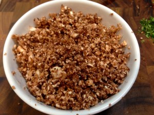 Finely chop the mushrooms for the duxelle...