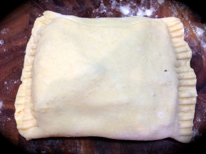 Make the pastry pocket and crimp the sides with a fork...