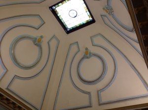 The ornate ceiling in the rotunda...