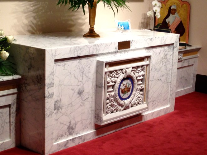 Mother Maria's sarcophagus at the rear of the chapel...