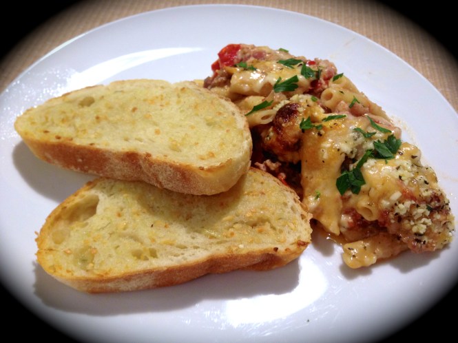 Serving Suggestion: Baked Ziti with Garlic Bread...