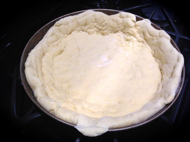 Arrange the dough in the pan (it doesn't have to be pretty)...