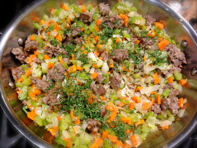 Add fresh sage and thyme...