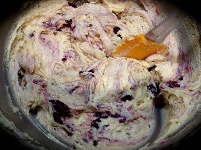 The Consistency Of The Batter With The Frozen Cherries Incorporated...