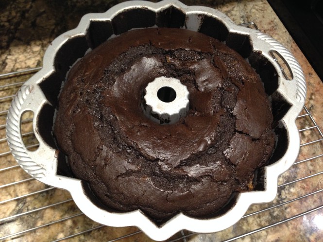 The cake right out of the oven...