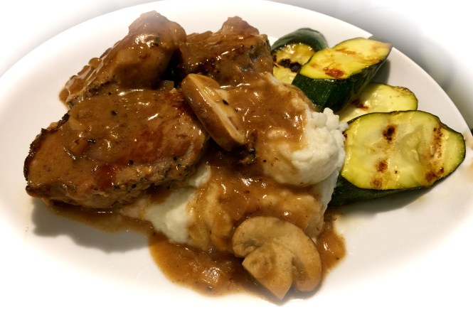 Serving Suggestion: Pork Medallions Over Mashed Potatoes With Grilled Zucchini