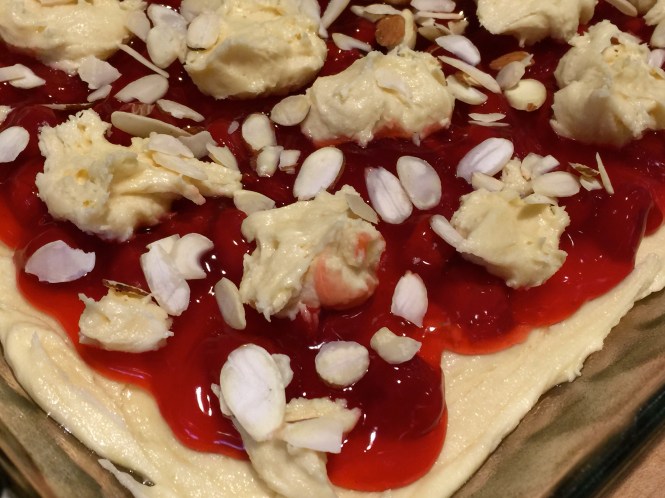 The batter on top of the pie filling