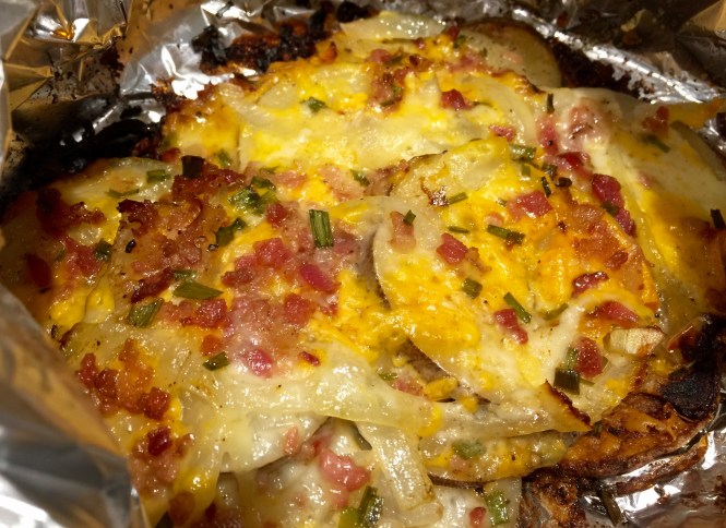 Grilled Three Cheese And Bacon Potatoes