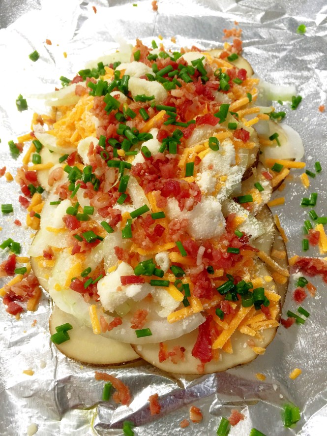 Top with bacon and chives