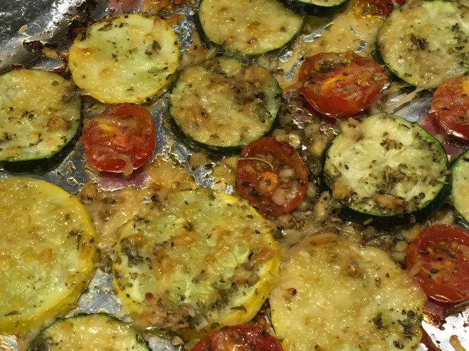 Garlic Roasted Summer Squash and Tomatoes