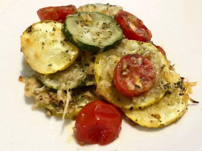Garlic Roasted Summer Squash And Tomatoes