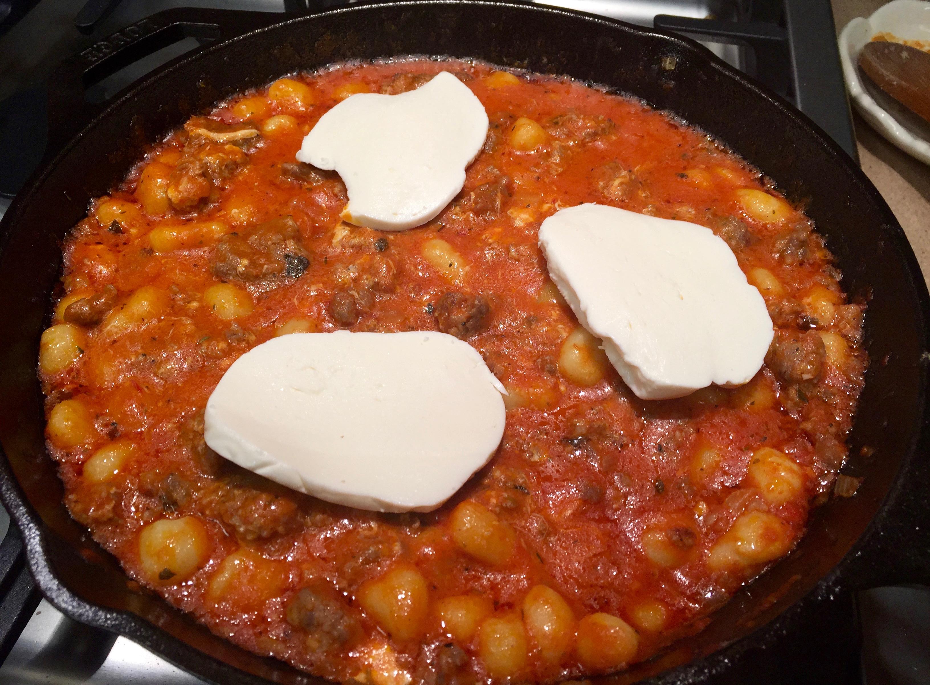 Add the mozzarella slices. 