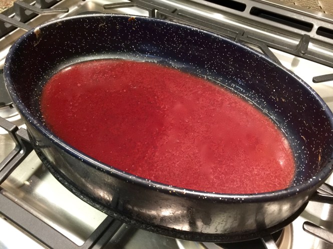 beef broth and wine bath